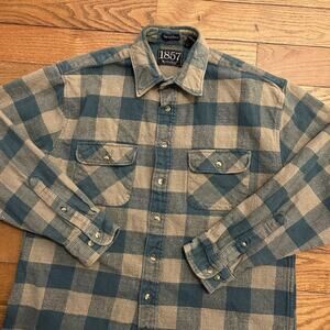 Vintage 90s Heavyweight Plaid Flannel 1857 Button Up Board Shirt Large